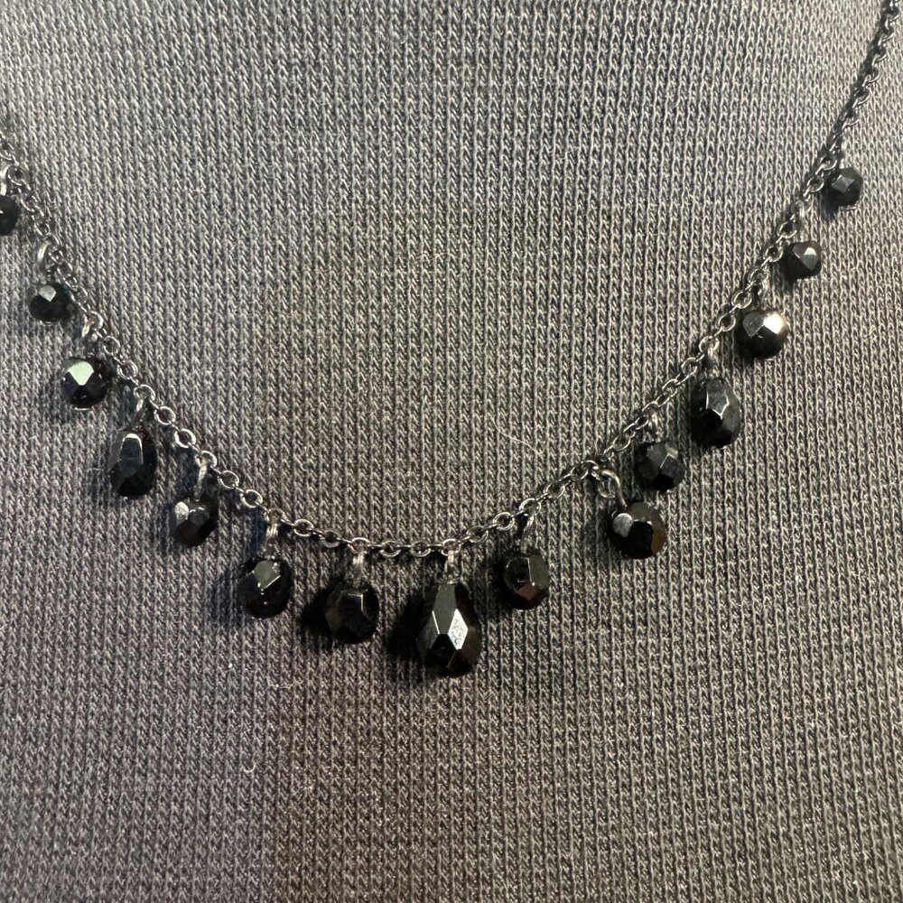Designer Carolina Herrera Black Faceted Acrylic Beaded Necklace